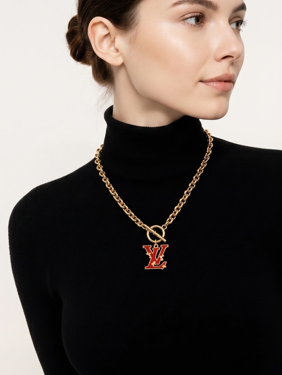 The Unbranded Brand Jewelry - LV Red & Gold Necklace